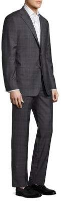 Hickey Freeman Men's Plaid Wool Suit - Dark Grey - Size 44 R