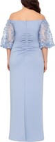 Thumbnail for your product : Xscape Evenings Plus Size Off-The-Shoulder Floral-Applique-Sleeve Scuba-Crepe Gown