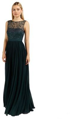 Ariella London Emerald cynthia beaded neckline long dress