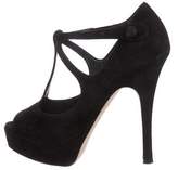 Thumbnail for your product : Bally Iwells Suede Peep-Toe Platform Pumps
