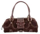 Thumbnail for your product : Valentino Lizard-Trimmed Suede Bag