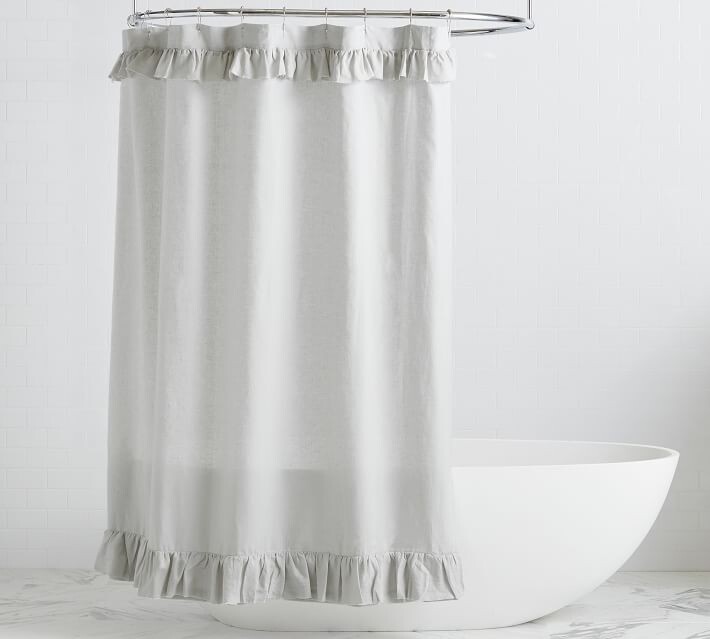 belgian flax linen ruffle shower curtain