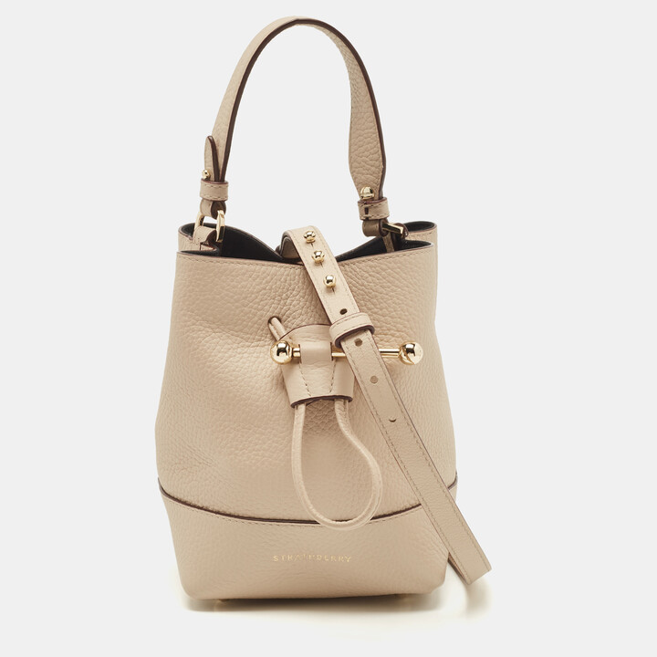 Strathberry Beige Leather Mini Lana Osette Bucket Bag - ShopStyle