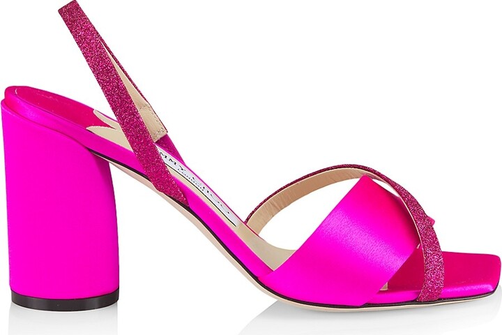 FIFSY Women Glitter Block Heel Sandals Pointed Toe Slingback  Pumps Sparkle Shoes US5 EU35