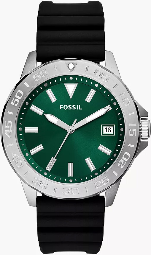 Fossil Outlet Bannon Three-Hand Date Black Silicone Watch