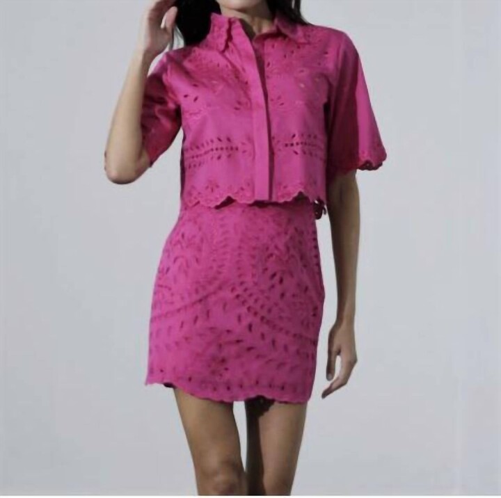 Karina Grimaldi Atlanta Lace Skirt In Hot Pink