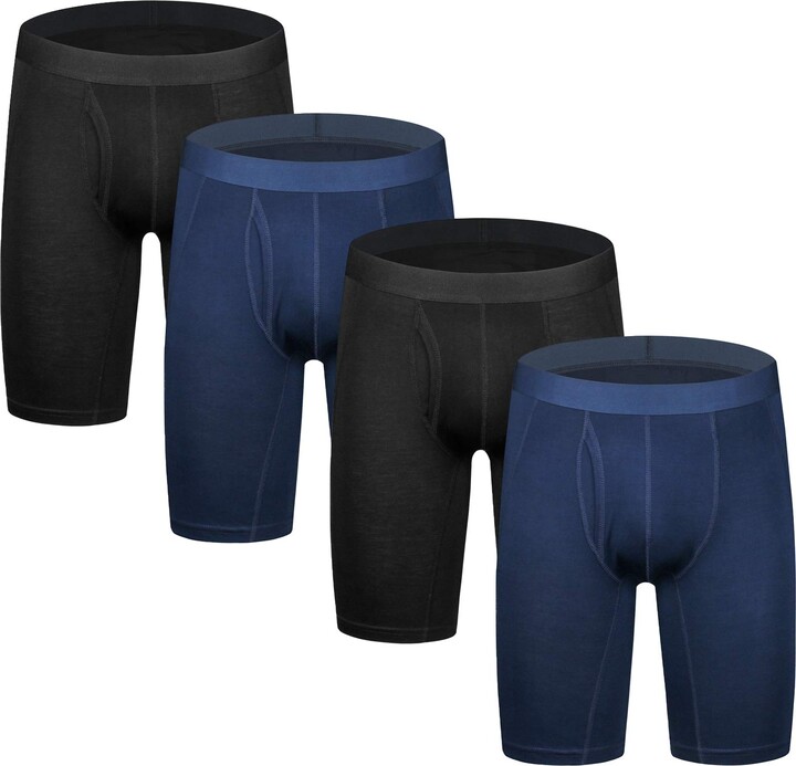 Nuofengkudu Men's 4-Pack Solid Cotton Boxer Briefs Classic Underwear