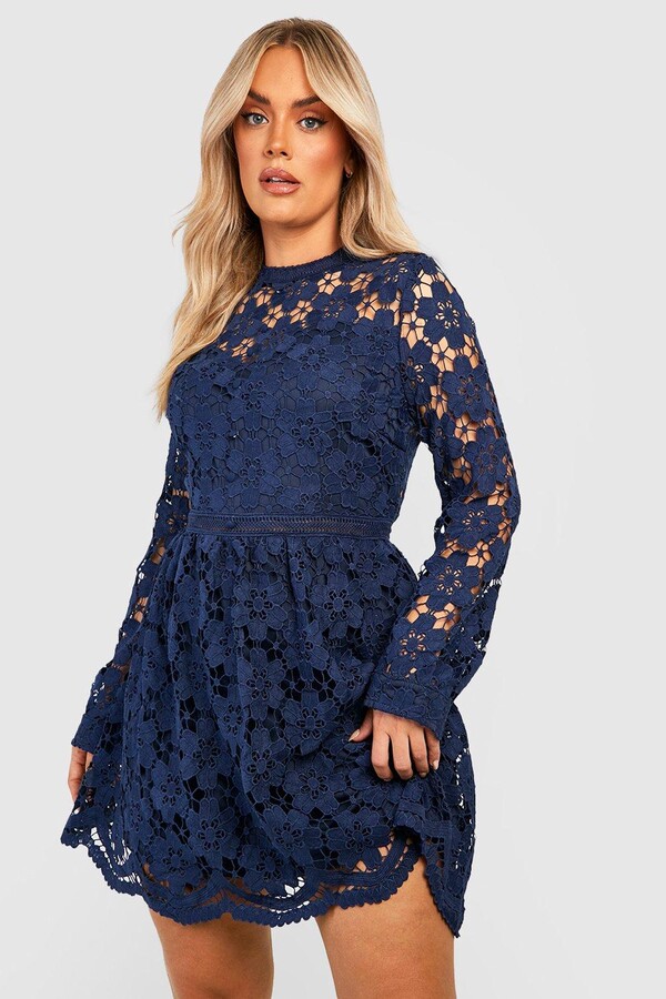 Ladies Dresses Boohoo Lace Top Chiffon Skater Dress Boohoo Plus