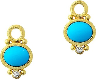 Elizabeth Locke Stone 19K Yelow Gold, Turquoise & Diamond Sleeping Beauty Earring Pendants