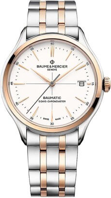 Baume & Mercier Clifton Baumatic Stainless Steel & Rose Gold Capped Bracelet Chronometer Watch