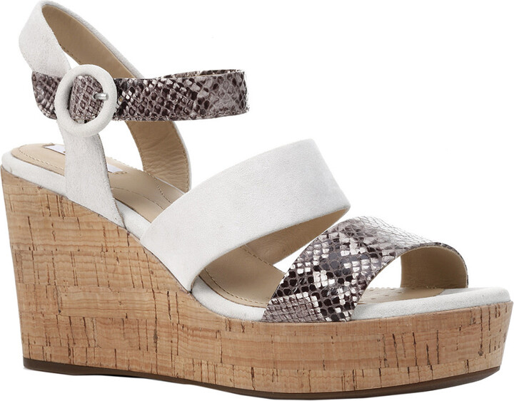 Geox D Jaleah Leather Wedge Sandal