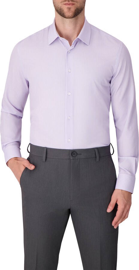 Report Collection Chevron Print Slim Fit Stretch Dress Shirt