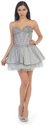 May Queen - Fancy Embroidered Sweetheart Taffeta A-line Short Dress MQ578
