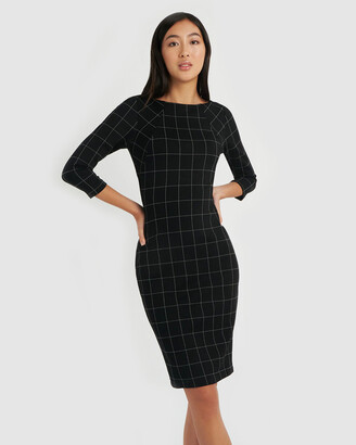 Forcast Women's Black Work Dresses - Mya Grid Pencil Dress - Size One Size, 4 at The Iconic