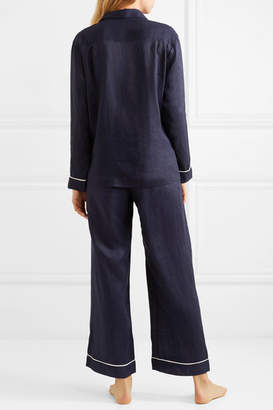 Pour Les Femmes - Linen Pajama Set - Navy