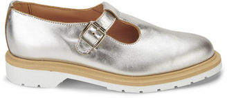 YMC Women's Solovair Mary Janes Leather Flats Silver