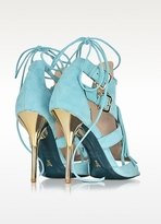 Thumbnail for your product : Patrizia Pepe Wave Green Suede and Leather Fringe High Heel Sandal