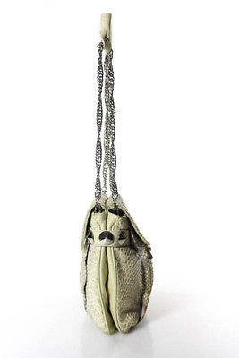 Be And D Ivory Taupe Snakeskin Chain Strap Shoulder Handbag In Dust Bag