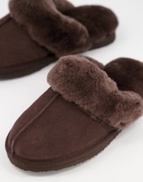 Thumbnail for your product : Redfoot sheepskin mule slippers in chocolate