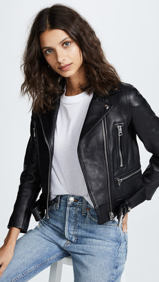 acne black leather jacket