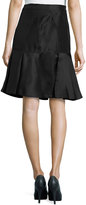 Thumbnail for your product : J. Mendel Scuba Silk Skirt W/ Pleated Hem, Noir