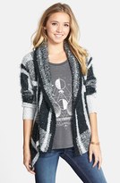 Thumbnail for your product : Painted Threads Print Plaid Cardigan (Juniors)