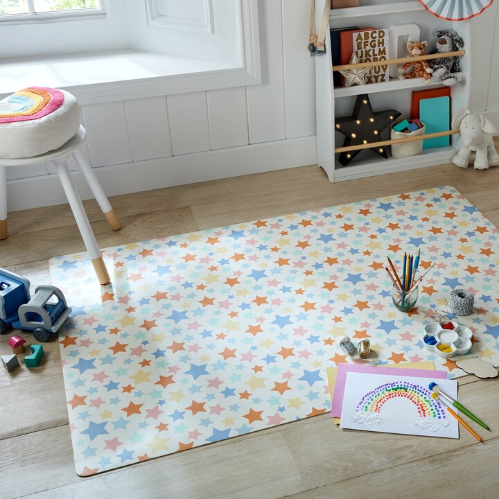 Dunelm PractiMat Allegra Stars Vinyl Mat Orange/Pink/Green ShopStyle