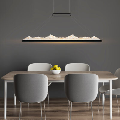CWI Lighting 48in Modern Chandelier with Textured Glass LED Ceiling Light for Dining Room & Living Room