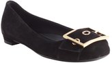 Thumbnail for your product : Gucci black suede buckle detail flats