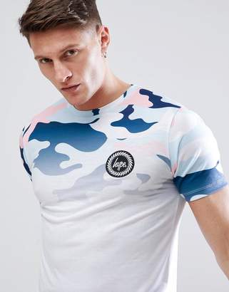 Hype Muscle T-Shirt In White Camo