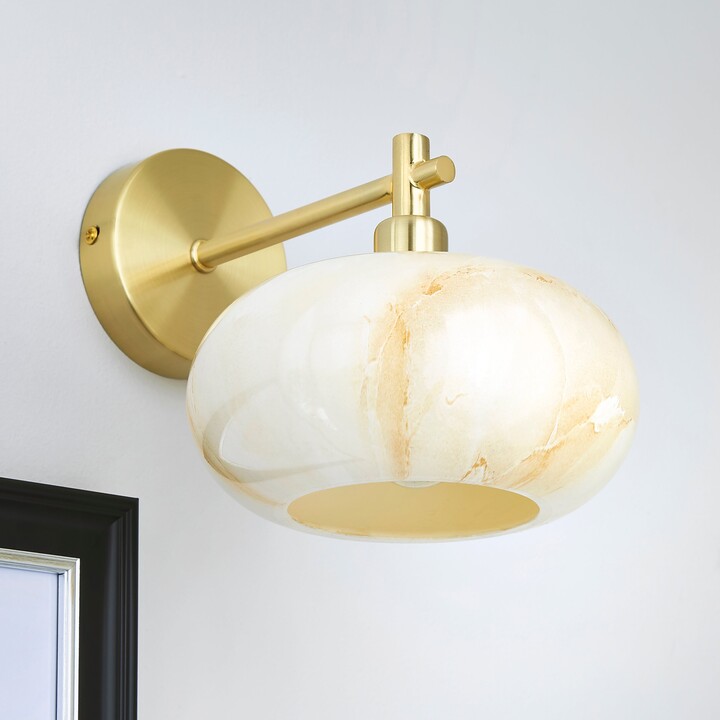 Dunelm Lacey Alabaster Glass Wall Light Gold ShopStyle