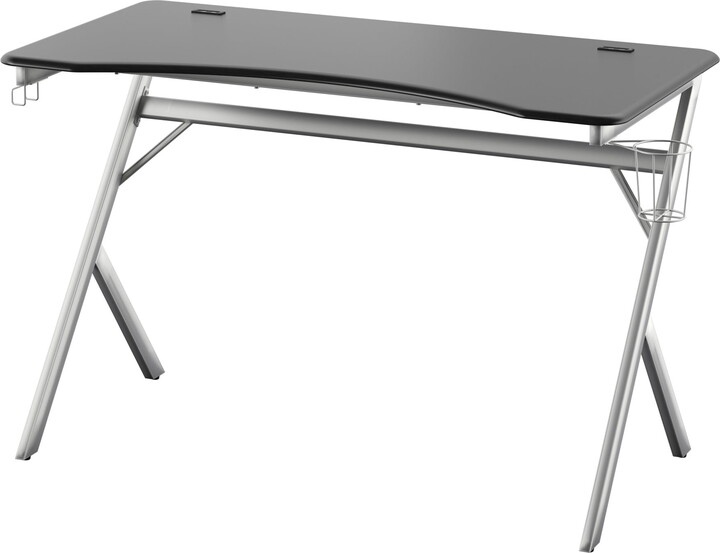 Twin Star Home Computer Gaming Desk with USB Charging Ports in Black