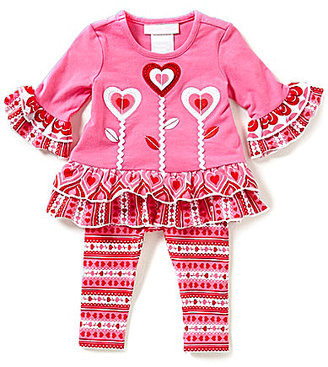 Bonnie Jean Bonnie Baby Girls Newborn-24 Months Valentine's Heart-Appliqued Dress & Printed Legging Set