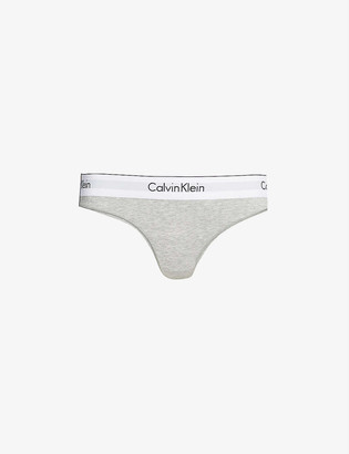 Calvin Klein Plus Modern Cotton cotton-blend thong - ShopStyle