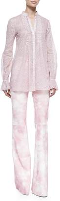 Michael Kors Collection Tie-Dye Leather Bell-Bottom Pants, Oleander
