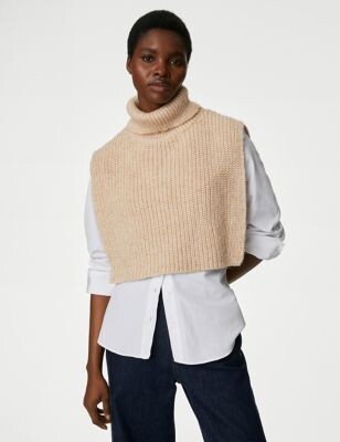 M&S Collection Knitted Chunky Poncho - ShopStyle Capes