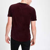 Thumbnail for your product : River Island Red R96 muscle fit velour piped T-shirt