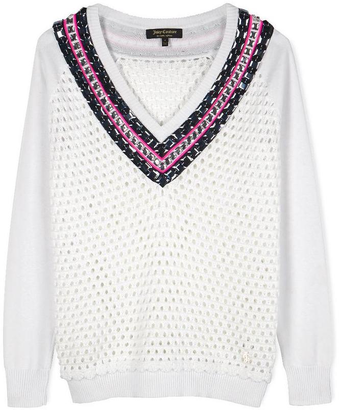 Juicy Couture Embellished Mesh Cricket Jumper White ShopStyle Knitwear