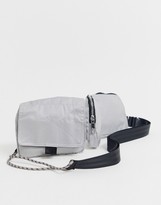 Thumbnail for your product : ASOS multi pocket cross body bag in silver