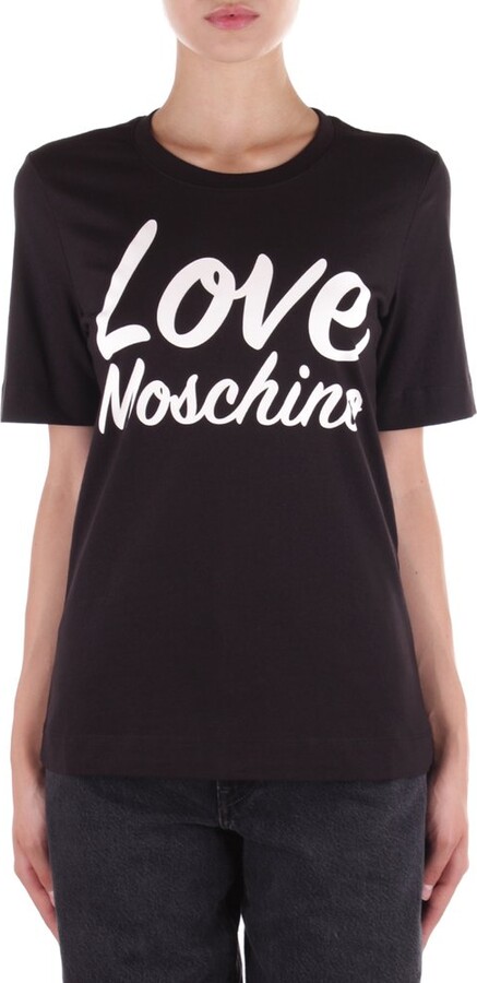 Love MoschinoLove Moschino Cotton Jersey with Color Contrast Ribs and Roller Blade Print T-Shirt Femme Marque  
