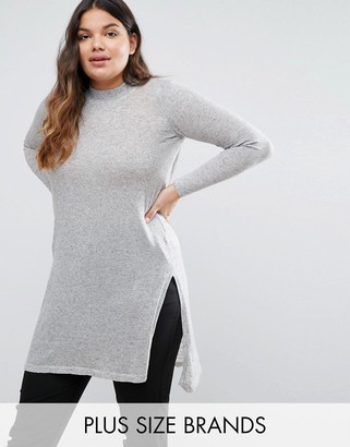 Junarose Funnel Neck Longline Knitted Sweater With Side Splits