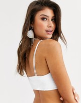 Thumbnail for your product : ASOS DESIGN mix and match crinkle skinny elastic crop bikini top in white