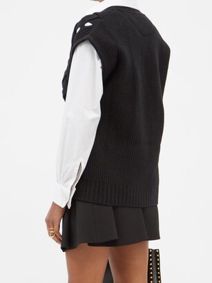 Valentino Braided-effect Wool-blend Sweater - Black