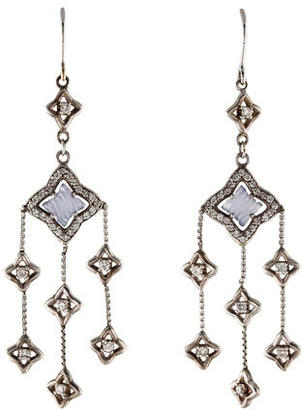 David Yurman Chalcedony & Diamond Quatrefoil Chandelier Earrings