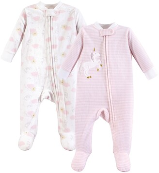 Yoga Sprout Baby Boys or Baby Girls Fleece Coveralls, Sleep and Play, Pack of 2
