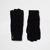 Thumbnail for your product : River Island Boys black waffle touch screen gloves