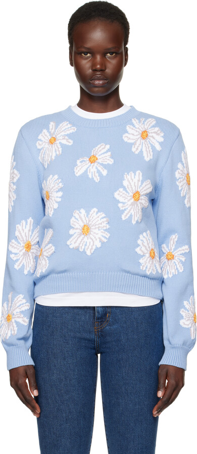 Moschino Blue All Over Daisy Print Sweater
