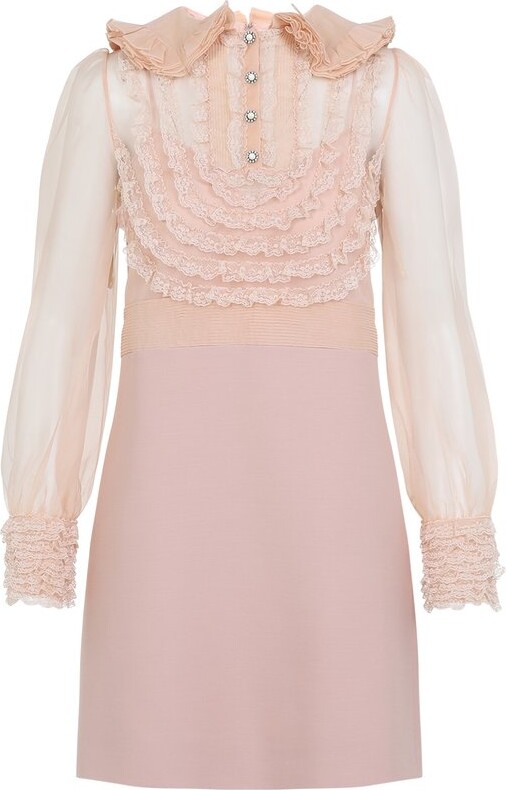 Valentino Crepe Couture Lace Detailed Dress