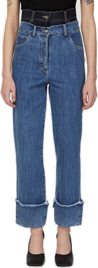 Rokh Contrast Waistline High Waist Jeans