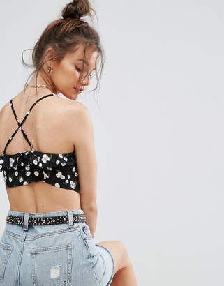 ASOS Bralet Cami Top With Button Front In Floral Print
